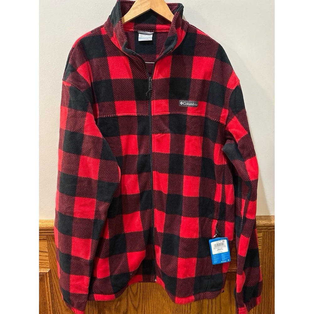 Men's 2XT Columbia Red Black Buffalo Fleece Zip Up Jacket. NWT True to size